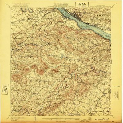 YellowMaps New Cumberland PA topo map, 1:62500 Scale, 15 X 15 Minute, Historical, 1906, Updated 1921, 19.9 x 16.5 in - Polypropylene