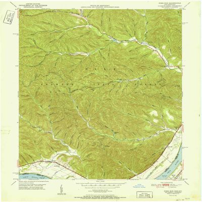 YellowMaps Pond Run OH topo map, 1:24000 Scale, 7.5 X 7.5 Minute, Historical, 1951, 27 x 22 in - Polypropylene