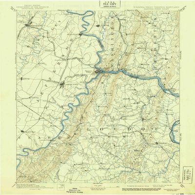 YellowMaps Harpers Ferry VA topo map, 1:125000 Scale, 30 X 30 Minute, Historical, 1893, Updated 1939, 19.8 x 16.3 in - Polypropylene