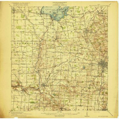 Bellefontaine OH topo map, 1:62500 Scale, 15 X 15 Minute, Historical, 1915, 19.9 x 16.5 in - Polypropylene