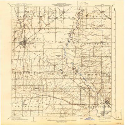 Wellington OH topo map, 1:62500 Scale, 15 X 15 Minute, Historical, 1906, Updated 1942, 19.9 x 16.5 in - Polypropylene
