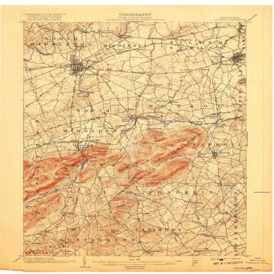 YellowMaps Carlisle PA topo map, 1:62500 Scale, 15 X 15 Minute, Historical, 1904, Updated 1917, 20.4 x 16.5 in - Polypropylene