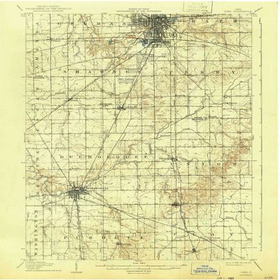 YellowMaps Lima OH topo map, 1:62500 Scale, 15 X 15 Minute, Historical, 1906, Updated 1943, 19.9 x 16.5 in - Polypropylene