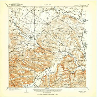 YellowMaps Roxabell OH topo map, 1:62500 Scale, 15 X 15 Minute, Historical, 1912, Updated 1958, 20.9 x 17.1 in - Polypropylene