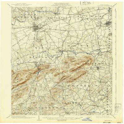 YellowMaps Carlisle PA topo map, 1:62500 Scale, 15 X 15 Minute, Historical, 1904, Updated 1939, 20 x 16.5 in - Polypropylene