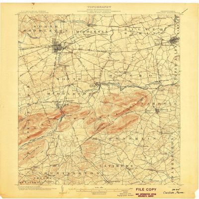 YellowMaps Carlisle PA topo map, 1:62500 Scale, 15 X 15 Minute, Historical, 1904, 20.4 x 16.5 in - Polypropylene