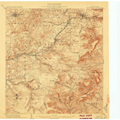 YellowMaps Ebensburg PA topo map, 1:62500 Scale, 15 X 15 Minute, Historical, 1904, Updated 1904, 19.9 x 16.5 in - Polypropylene