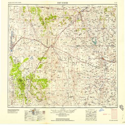 YellowMaps Fort Sumner NM topo map, 1:250000 Scale, 1 X 2 Degree, Historical, 1958, 22.1 x 34 in - Polypropylene