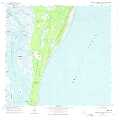 YellowMaps Cumberland Island South GA topo map, 1:24000 Scale, 7.5 X 7.5 Minute, Historical, 1958, Updated 1974, 27 x 22.1 in - Polypropylene