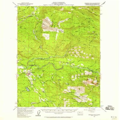 YellowMaps Granite Falls WA topo map, 1:62500 Scale, 15 X 15 Minute, Historical, 1956, Updated 1958, 20.9 x 17 in - Polypropylene