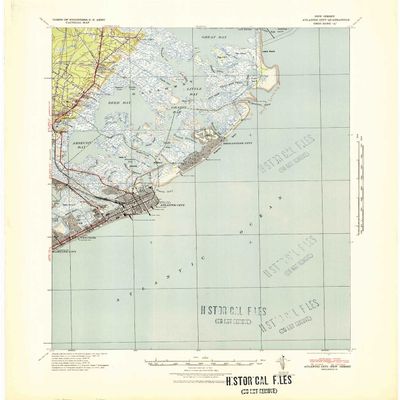 YellowMaps Atlantic City NJ topo map, 1:62500 Scale, 15 X 15 Minute, Historical, 1941, 21.8 x 18.2 in - Polypropylene