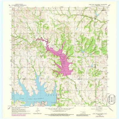 YellowMaps Lake Carl Blackwell OK topo map, 1:24000 Scale, 7.5 X 7.5 Minute, Historical, 1966, Updated 1986, 27.5 x 23 in - Polypropylene