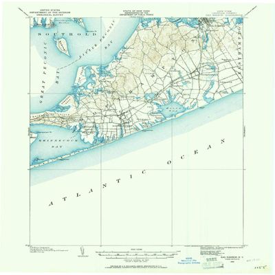 YellowMaps Sag Harbor NY topo map, 1:62500 Scale, 15 X 15 Minute, Historical, 1903, Updated 1961, 21 x 17 in - Polypropylene