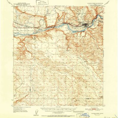 YellowMaps Glenns Ferry ID topo map, 1:62500 Scale, 15 X 15 Minute, Historical, 1951, 20.8 x 16.9 in - Polypropylene