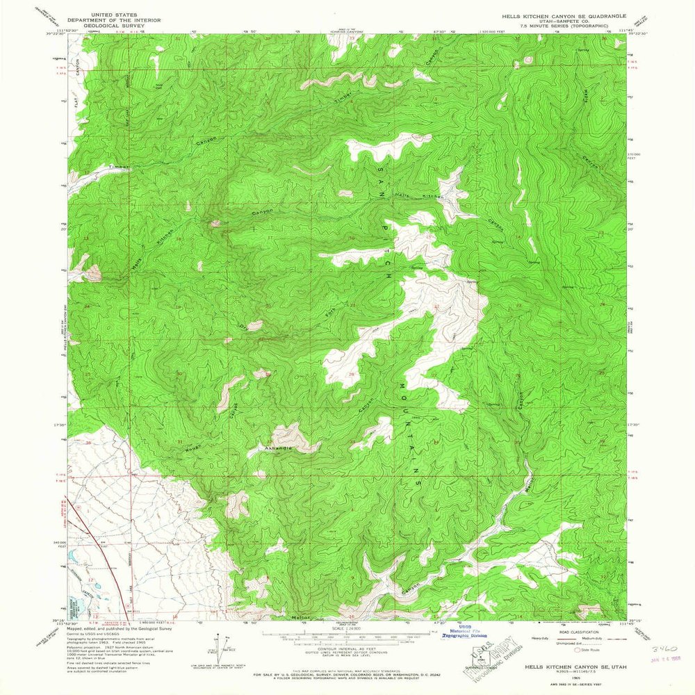 YellowMaps Hells Kitchen Canyon SE UT topo map, 1:24000 Scale, 7.5 X 7.5 Minute, Historical, 1965, Updated 1967, 27 x 22 in - Polypropylene