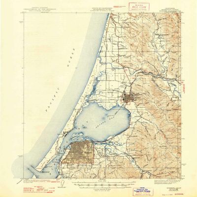 YellowMaps Eureka CA topo map, 1:62500 Scale, 15 X 15 Minute, Historical, 1942, Updated 1948, 20.8 x 16.6 in - Polypropylene