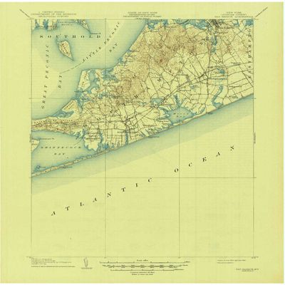 YellowMaps Sag Harbor NY topo map, 1:62500 Scale, 15 X 15 Minute, Historical, 1904, Updated 1944, 20.9 x 17 in - Polypropylene