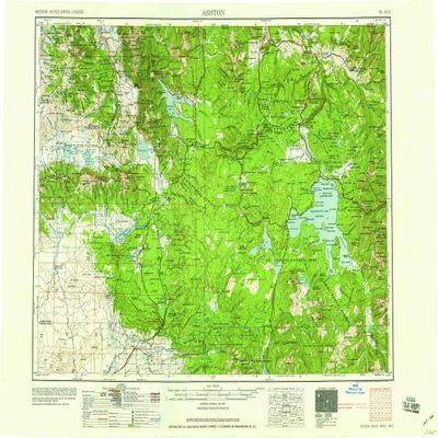 YellowMaps Ashton ID topo map, 1:250000 Scale, 1 X 2 Degree, Historical, 1958, Updated 1958, 22 x 31.6 in - Polypropylene