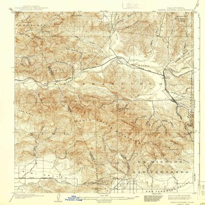 YellowMaps Santa Susana CA topo map, 1:62500 Scale, 15 X 15 Minute, Historical, 1903, Updated 1939, 19.8 x 16.6 in - Polypropylene
