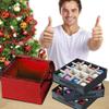 ProPik Christmas Ornament Storage Box, Organizer Holds Up to 48 Xmas Balls with 3 Separate Removable Trays, Container has Dividers to Organize Holiday Tree Ornaments (Red) view 3