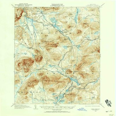YellowMaps Loon Lake NY topo map, 1:62500 Scale, 15 X 15 Minute, Historical, 1906, Updated 1958, 20.9 x 17 in - Polypropylene