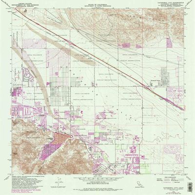 YellowMaps Cathedral City CA topo map, 1:24000 Scale, 7.5 X 7.5 Minute, Historical, 1958, Updated 1988, 26.8 x 21.5 in - Polypropylene