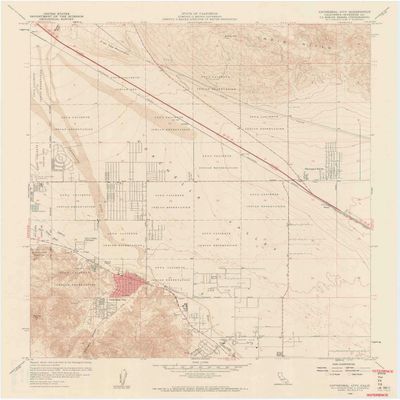 YellowMaps Cathedral City CA topo map, 1:24000 Scale, 7.5 X 7.5 Minute, Historical, 1958, Updated 1960, 27.2 x 22.3 in - Polypropylene
