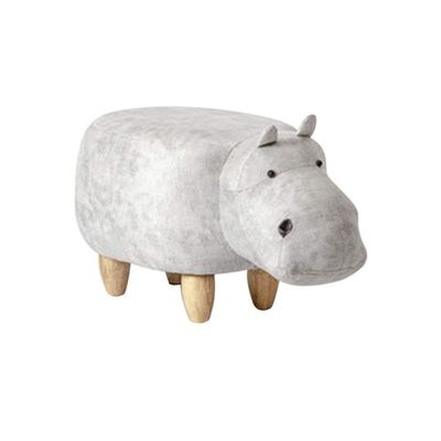 Solid Wood Animal Leather Stool Ottoman Creative & Cute Stool for Kids Toy Chest Chair for Children Footstool 4 Legs (Hippo)