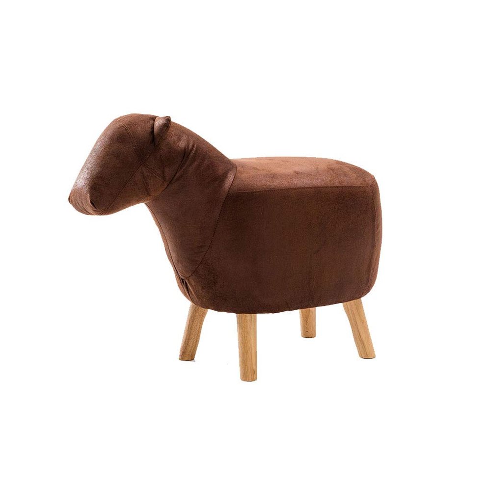 Solid Wood Animal Oxford Cloth Stool Ottoman Creative & Cute Stool for Kids Toy Chest Chair for Children Footstool 4 Legs (Pony)