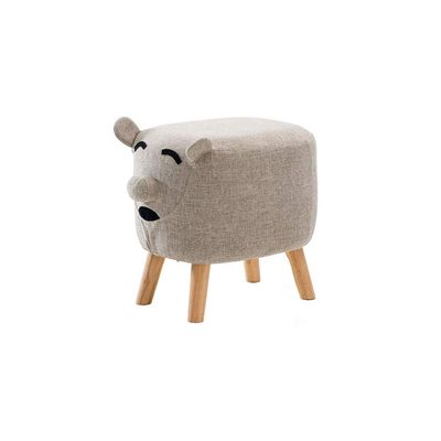 Solid Wood Animal Linen Stool Ottoman Creative & Cute Stool for Kids Toy Chest Chair for Children Footstool 4 Legs (Piggy)