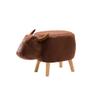 Solid Wood Animal Leather Stool Ottoman Creative & Cute Stool for Kids Toy Chest Chair for Children Solid Wood Footstool 4 Legs (Brown Cattle) view 1