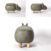 Solid Wood Animal Leather Stool Ottoman Creative & Cute Stool for Kids Toy Chest Chair for Children Footstool 4 Legs (Hippo) view 4