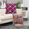 Decorative Floral Leaf Couch Bed Sofa Pillow Cover 1PC Tropical Plant Leaves Embroidered Throw Pillow Cover 17x17" Purple Brown and White Cotton Canvas Base Accent Pillow Cushion Shell 43x43cm view 4
