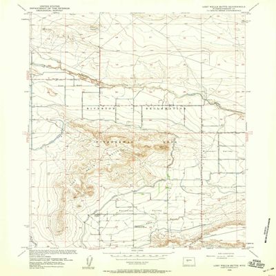 Lost Wells Butte WY topo map, 1:24000 Scale, 7.5 X 7.5 Minute, Historical, 1958, Updated 1959, 26.9 x 21.3 in - Polypropylene