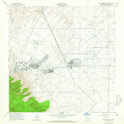 YellowMaps Fort Huachuca AZ topo map, 1:24000 Scale, 7.5 X 7.5 Minute, Historical, 1958, Updated 1966, 26.7 x 23 in - Polypropylene