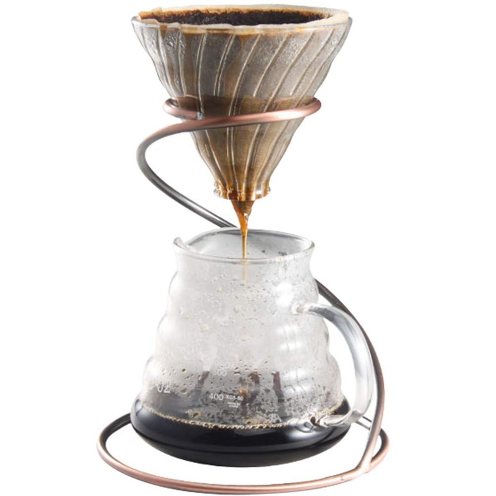 TINTON LIFE Reusable Metal Pour Over Coffee Dripper StandBronze Circinate Shaped with Drip Pot and Coffee Filter Dripper