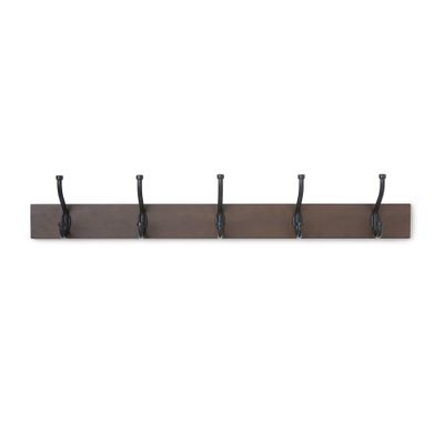 Amazon Basics Wall-Mounted Metal Coat Rack, 5 Hooks, Espresso