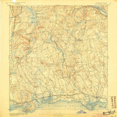 YellowMaps Guilford CT topo map, 1:62500 Scale, 15 X 15 Minute, Historical, 1893, Updated 1904, 19.6 x 15.7 in - Polypropylene