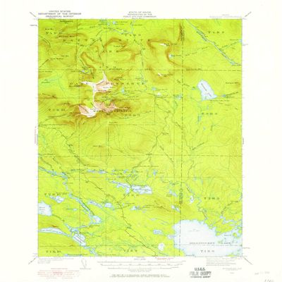 YellowMaps Katahdin ME topo map, 1:62500 Scale, 15 X 15 Minute, Historical, 1949, Updated 1958, 20.8 x 16.9 in - Polypropylene
