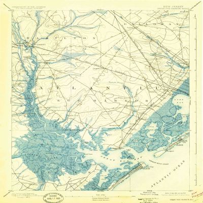 YellowMaps Great Egg Harbor NJ topo map, 1:62500 Scale, 15 X 15 Minute, Historical, 1893, Updated 1925, 19.7 x 15.5 in - Polypropylene
