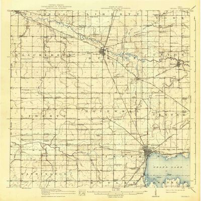 YellowMaps Celina OH topo map, 1:62500 Scale, 15 X 15 Minute, Historical, 1914, Updated 1942, 19.8 x 18.1 in - Polypropylene