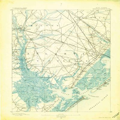 YellowMaps Great Egg Harbor NJ topo map, 1:62500 Scale, 15 X 15 Minute, Historical, 1890, 20.6 x 16.6 in - Polypropylene
