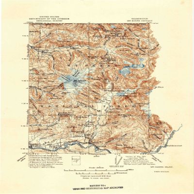 YellowMaps Mt Baker WA topo map, 1:250000 Scale, 30 X 30 Minute, Historical, 1915, Updated 1942, 13.1 x 9.4 in - Polypropylene