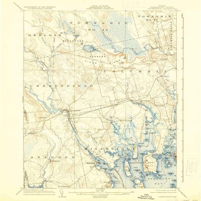 YellowMaps Cherryfield ME topo map, 1:62500 Scale, 15 X 15 Minute, Historical, 1904, Updated 1937, 19.8 x 16.5 in - Polypropylene