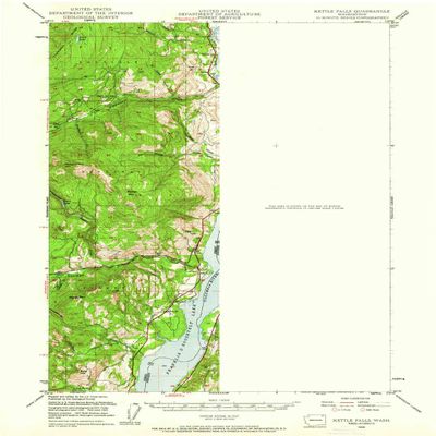 YellowMaps Kettle Falls WA topo map, 1:62500 Scale, 15 X 15 Minute, Historical, 1948, Updated 1960, 20.7 x 14.8 in - Polypropylene