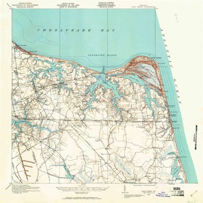 YellowMaps Cape Henry VA topo map, 1:62500 Scale, 15 X 15 Minute, Historical, 1918, Updated 1961, 20.3 x 19.9 in - Polypropylene