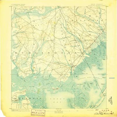 YellowMaps Little Egg Harbor NJ topo map, 1:62500 Scale, 15 X 15 Minute, Historical, 1893, 20 x 16.6 in - Tyvek