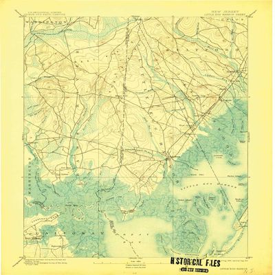 YellowMaps Little Egg Harbor NJ topo map, 1:62500 Scale, 15 X 15 Minute, Historical, 1893, Updated 1914, 20 x 16.6 in - Polypropylene