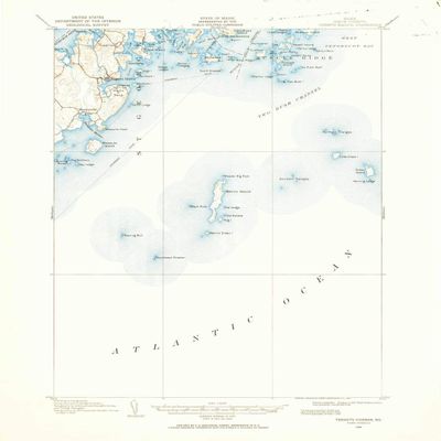 YellowMaps Tenants Harbor ME topo map, 1:62500 Scale, 15 X 15 Minute, Historical, 1904, Updated 1960, 20.9 x 17.1 in - Polypropylene
