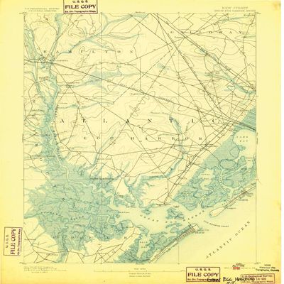 YellowMaps Great Egg Harbor NJ topo map, 1:62500 Scale, 15 X 15 Minute, Historical, 1893, Updated 1899, 19.9 x 16.6 in - Polypropylene